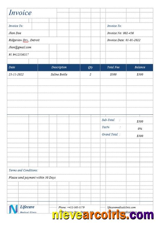 Simple Clinic Invoice